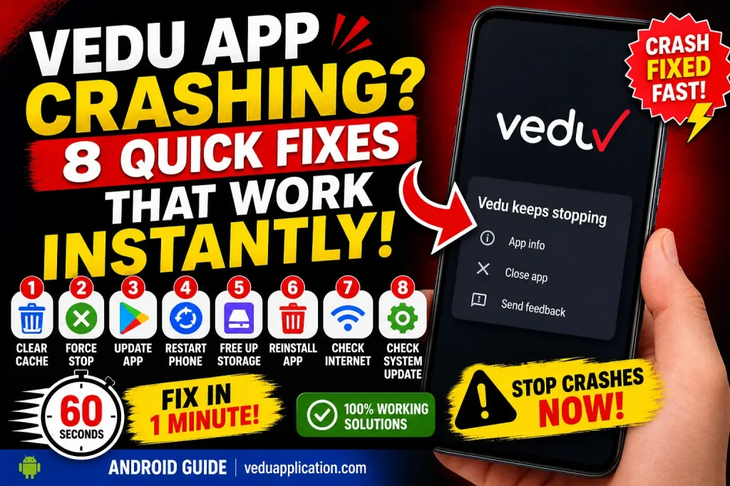 vedu app keeps crashing android fix
